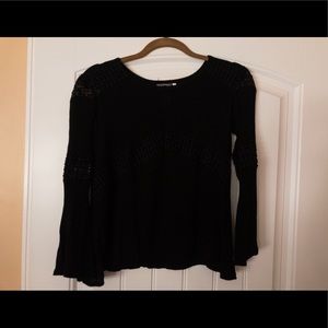 Open Designed Black Earthbound Blouse